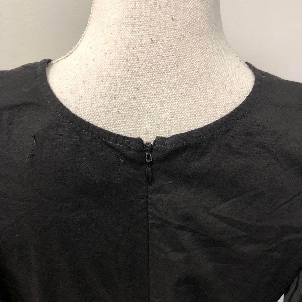 Pomander Place Tiered Mini Dress Womens Medium Black Flutter Sleeve Classic Boho - Picture 5 of 8